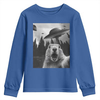 Funny Groundhog Selfie With Alien UFOs Weird Ground Hog Day Youth Sweatshirt - Wonder Print Shop