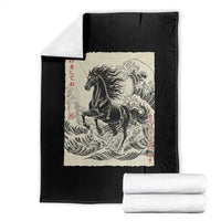 Japanese New Year 2026 Throw Blanket Year Of The Horse Tsunami Ukiyo e Art - Wonder Print Shop