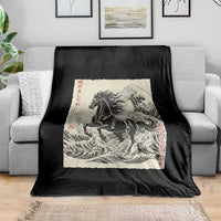 Japanese New Year 2026 Throw Blanket Year Of The Horse Tsunami Ukiyo e Art - Wonder Print Shop