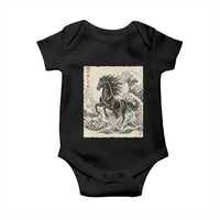 Japanese New Year 2026 Baby Onesie Year Of The Horse Tsunami Ukiyo e Art - Wonder Print Shop