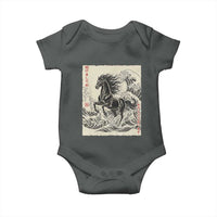 Japanese New Year 2026 Baby Onesie Year Of The Horse Tsunami Ukiyo e Art - Wonder Print Shop