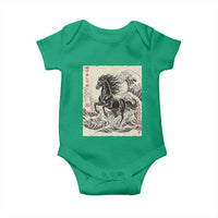 Japanese New Year 2026 Baby Onesie Year Of The Horse Tsunami Ukiyo e Art - Wonder Print Shop