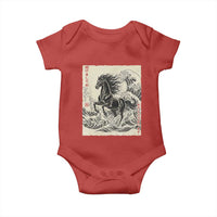 Japanese New Year 2026 Baby Onesie Year Of The Horse Tsunami Ukiyo e Art - Wonder Print Shop