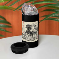 Japanese New Year 2026 4 in 1 Can Cooler Tumbler Year Of The Horse Tsunami Ukiyo e Art - Wonder Print Shop