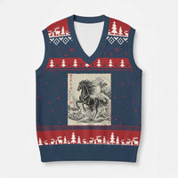 Japanese New Year 2026 V-Neck Knit Sweater Vest Year Of The Horse Tsunami Ukiyo e Art - Wonder Print Shop