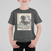 Japanese New Year 2026 T Shirt For Kid Year Of The Horse Tsunami Ukiyo e Art - Wonder Print Shop