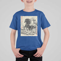 Japanese New Year 2026 T Shirt For Kid Year Of The Horse Tsunami Ukiyo e Art - Wonder Print Shop