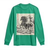Japanese New Year 2026 Long Sleeve Shirt Year Of The Horse Tsunami Ukiyo e Art - Wonder Print Shop