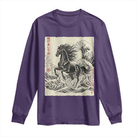 Japanese New Year 2026 Long Sleeve Shirt Year Of The Horse Tsunami Ukiyo e Art - Wonder Print Shop