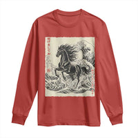 Japanese New Year 2026 Long Sleeve Shirt Year Of The Horse Tsunami Ukiyo e Art - Wonder Print Shop