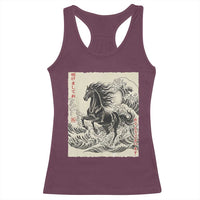 Japanese New Year 2026 Racerback Tank Top Year Of The Horse Tsunami Ukiyo e Art - Wonder Print Shop