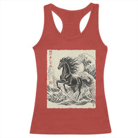 Japanese New Year 2026 Racerback Tank Top Year Of The Horse Tsunami Ukiyo e Art - Wonder Print Shop
