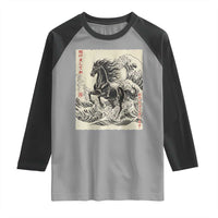 Japanese New Year 2026 Raglan Shirt Year Of The Horse Tsunami Ukiyo e Art - Wonder Print Shop