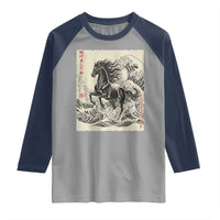 Japanese New Year 2026 Raglan Shirt Year Of The Horse Tsunami Ukiyo e Art - Wonder Print Shop