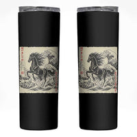Japanese New Year 2026 Skinny Tumbler Year Of The Horse Tsunami Ukiyo e Art - Wonder Print Shop