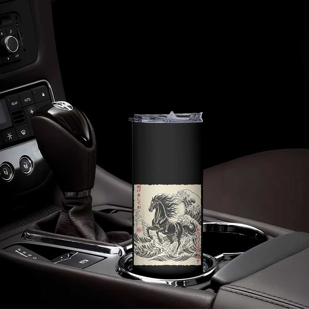 Japanese New Year 2026 Skinny Tumbler Year Of The Horse Tsunami Ukiyo e Art - Wonder Print Shop