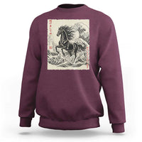 Japanese New Year 2026 Sweatshirt Year Of The Horse Tsunami Ukiyo e Art - Wonder Print Shop