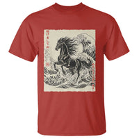 Japanese New Year 2026 T Shirt Year Of The Horse Tsunami Ukiyo e Art - Wonder Print Shop