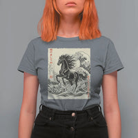 Japanese New Year 2026 T Shirt For Women Year Of The Horse Tsunami Ukiyo e Art - Wonder Print Shop