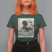 Japanese New Year 2026 T Shirt For Women Year Of The Horse Tsunami Ukiyo e Art - Wonder Print Shop