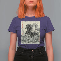 Japanese New Year 2026 T Shirt For Women Year Of The Horse Tsunami Ukiyo e Art - Wonder Print Shop