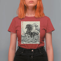 Japanese New Year 2026 T Shirt For Women Year Of The Horse Tsunami Ukiyo e Art - Wonder Print Shop