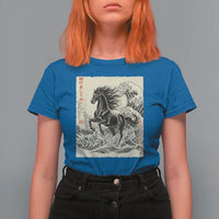 Japanese New Year 2026 T Shirt For Women Year Of The Horse Tsunami Ukiyo e Art - Wonder Print Shop