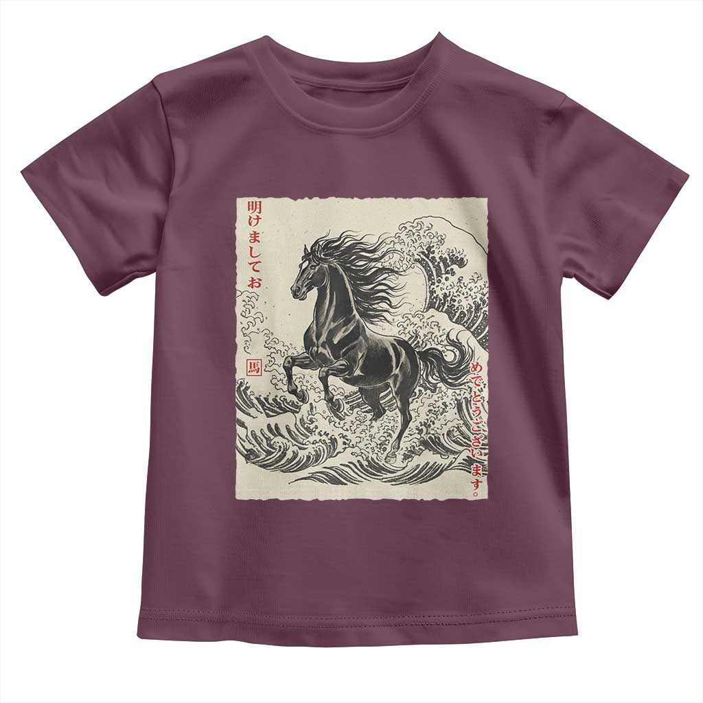 Japanese New Year 2026 Toddler T Shirt Year Of The Horse Tsunami Ukiyo e Art - Wonder Print Shop