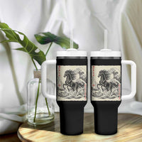 Japanese New Year 2026 Tumbler With Handle Year Of The Horse Tsunami Ukiyo e Art - Wonder Print Shop