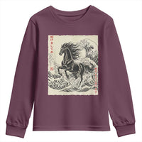 Japanese New Year 2026 Youth Sweatshirt Year Of The Horse Tsunami Ukiyo e Art - Wonder Print Shop