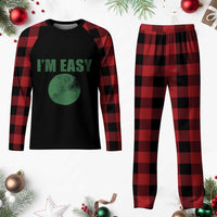 Funny I'm Easy Snowboard Ski Plaid Pajama Set Green Circle Retro Mountain Sign - Wonder Print Shop