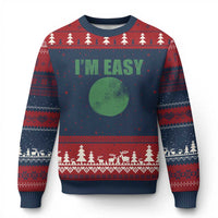 Funny I'm Easy Snowboard Ski Ugly Christmas Sweater Green Circle Retro Mountain Sign - Wonder Print Shop
