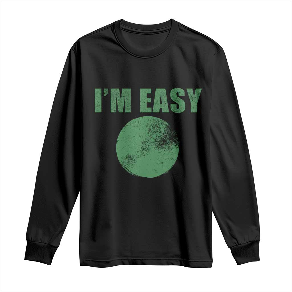 Funny I'm Easy Snowboard Ski Long Sleeve Shirt Green Circle Retro Mountain Sign - Wonder Print Shop