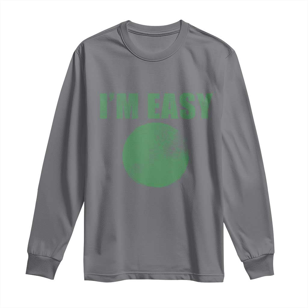 Funny I'm Easy Snowboard Ski Long Sleeve Shirt Green Circle Retro Mountain Sign - Wonder Print Shop