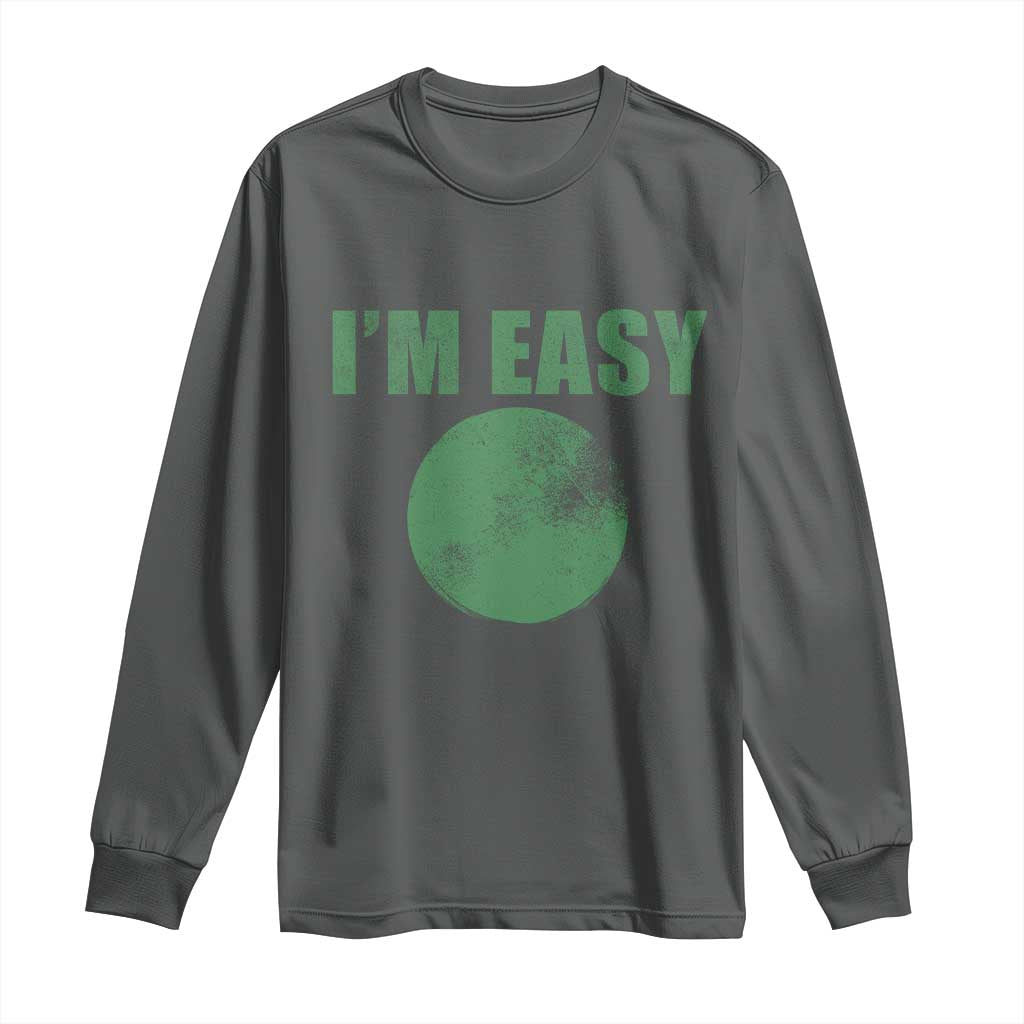 Funny I'm Easy Snowboard Ski Long Sleeve Shirt Green Circle Retro Mountain Sign - Wonder Print Shop
