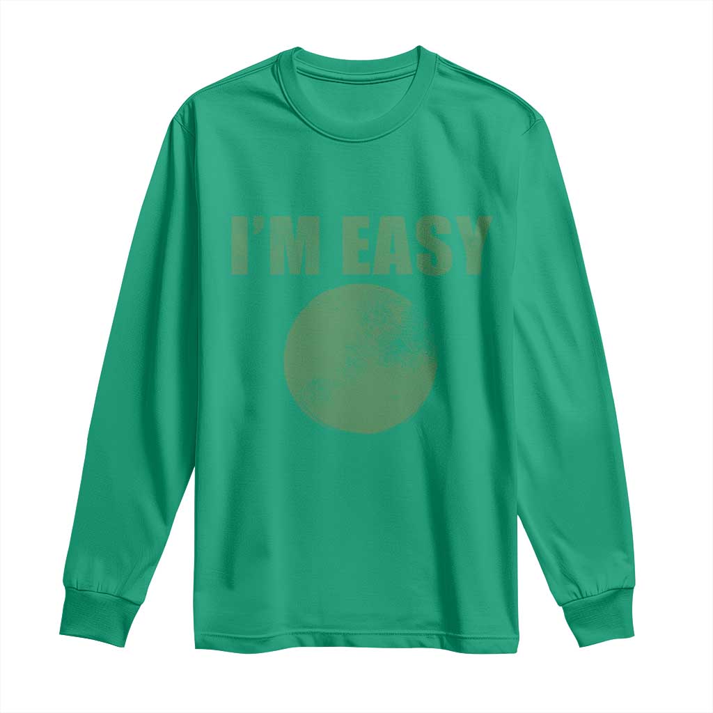 Funny I'm Easy Snowboard Ski Long Sleeve Shirt Green Circle Retro Mountain Sign - Wonder Print Shop