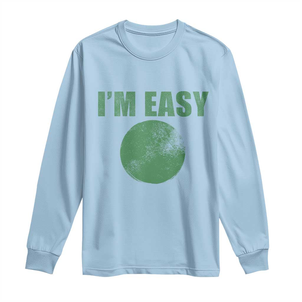 Funny I'm Easy Snowboard Ski Long Sleeve Shirt Green Circle Retro Mountain Sign - Wonder Print Shop