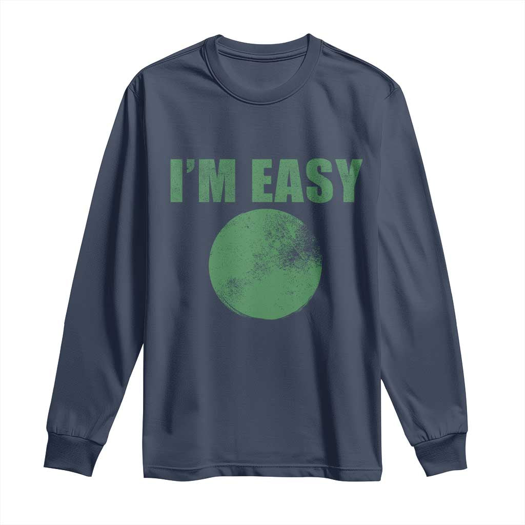 Funny I'm Easy Snowboard Ski Long Sleeve Shirt Green Circle Retro Mountain Sign - Wonder Print Shop
