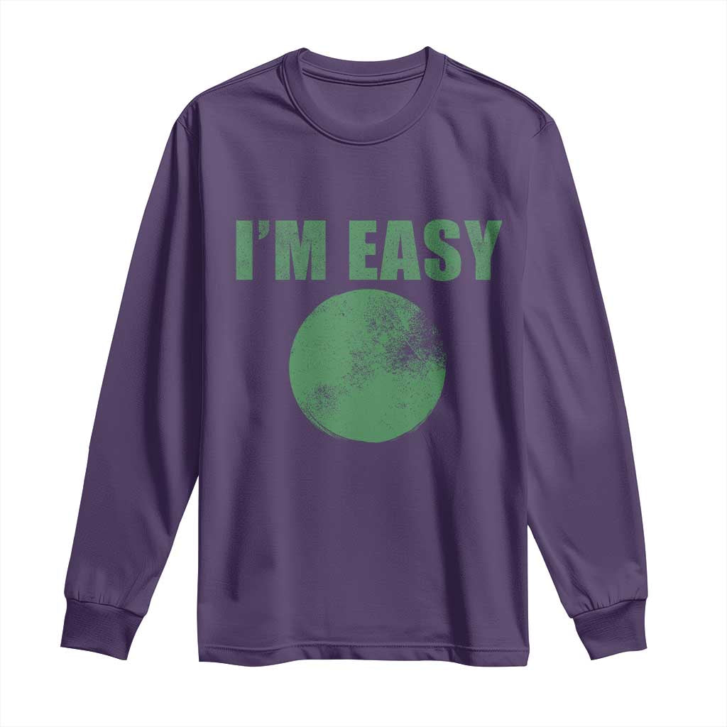 Funny I'm Easy Snowboard Ski Long Sleeve Shirt Green Circle Retro Mountain Sign - Wonder Print Shop
