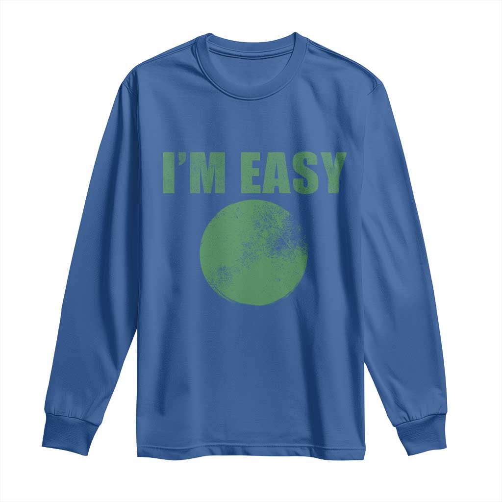 Funny I'm Easy Snowboard Ski Long Sleeve Shirt Green Circle Retro Mountain Sign - Wonder Print Shop