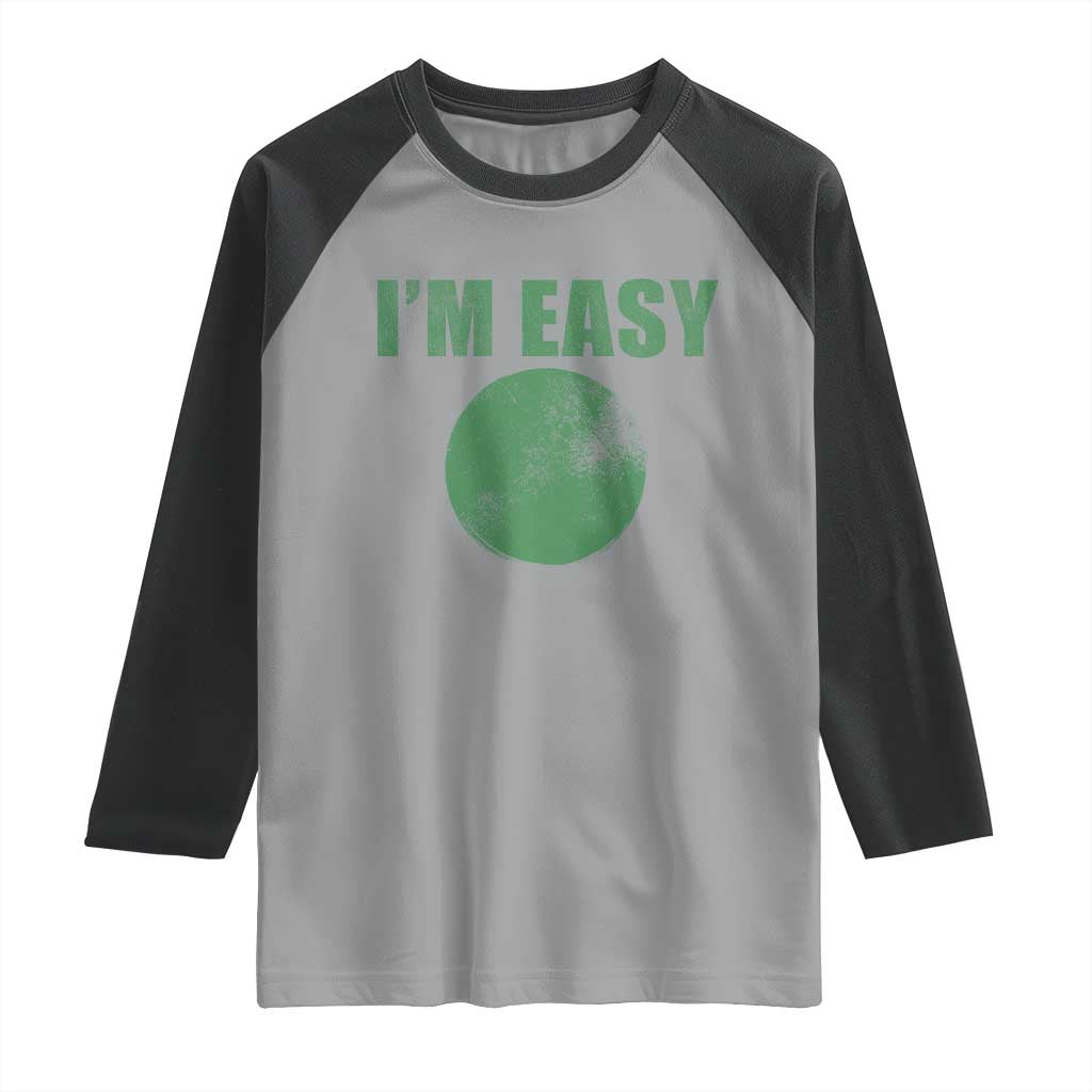 Funny I'm Easy Snowboard Ski Raglan Shirt Green Circle Retro Mountain Sign - Wonder Print Shop