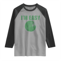 Funny I'm Easy Snowboard Ski Raglan Shirt Green Circle Retro Mountain Sign - Wonder Print Shop