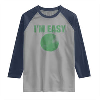 Funny I'm Easy Snowboard Ski Raglan Shirt Green Circle Retro Mountain Sign - Wonder Print Shop