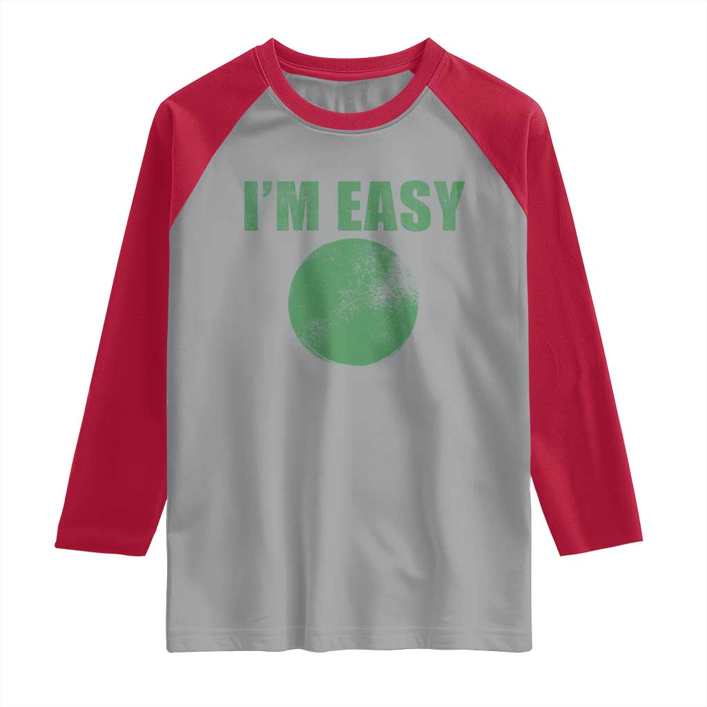 Funny I'm Easy Snowboard Ski Raglan Shirt Green Circle Retro Mountain Sign - Wonder Print Shop