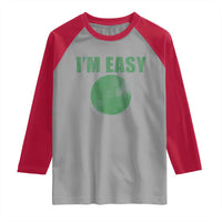 Funny I'm Easy Snowboard Ski Raglan Shirt Green Circle Retro Mountain Sign - Wonder Print Shop