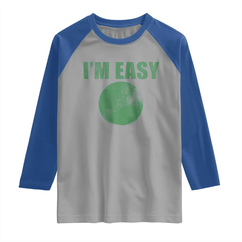 Funny I'm Easy Snowboard Ski Raglan Shirt Green Circle Retro Mountain Sign - Wonder Print Shop