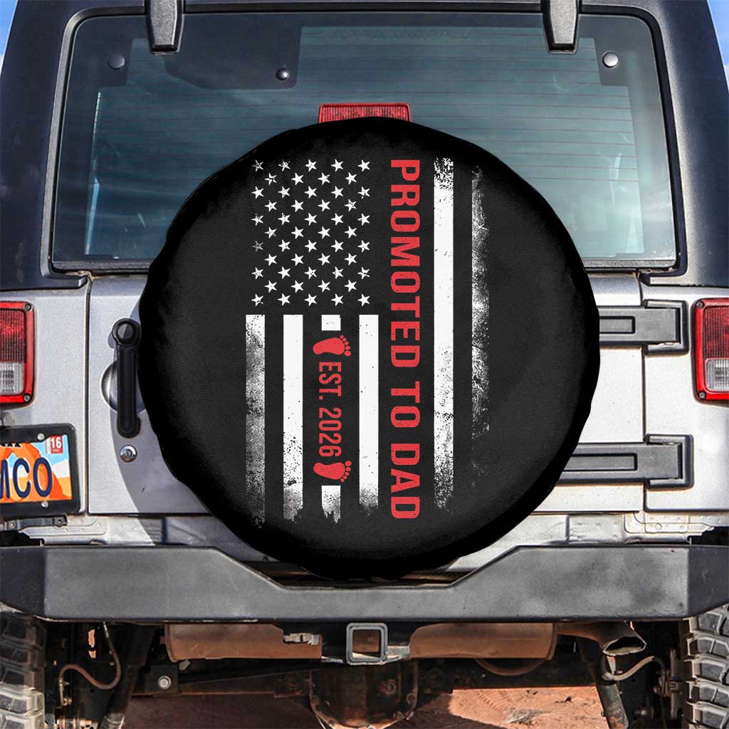 Promoted To Dad Est 2026 Spare Tire Cover New Dad 2026 Baby Announcement - Wonder Print Shop