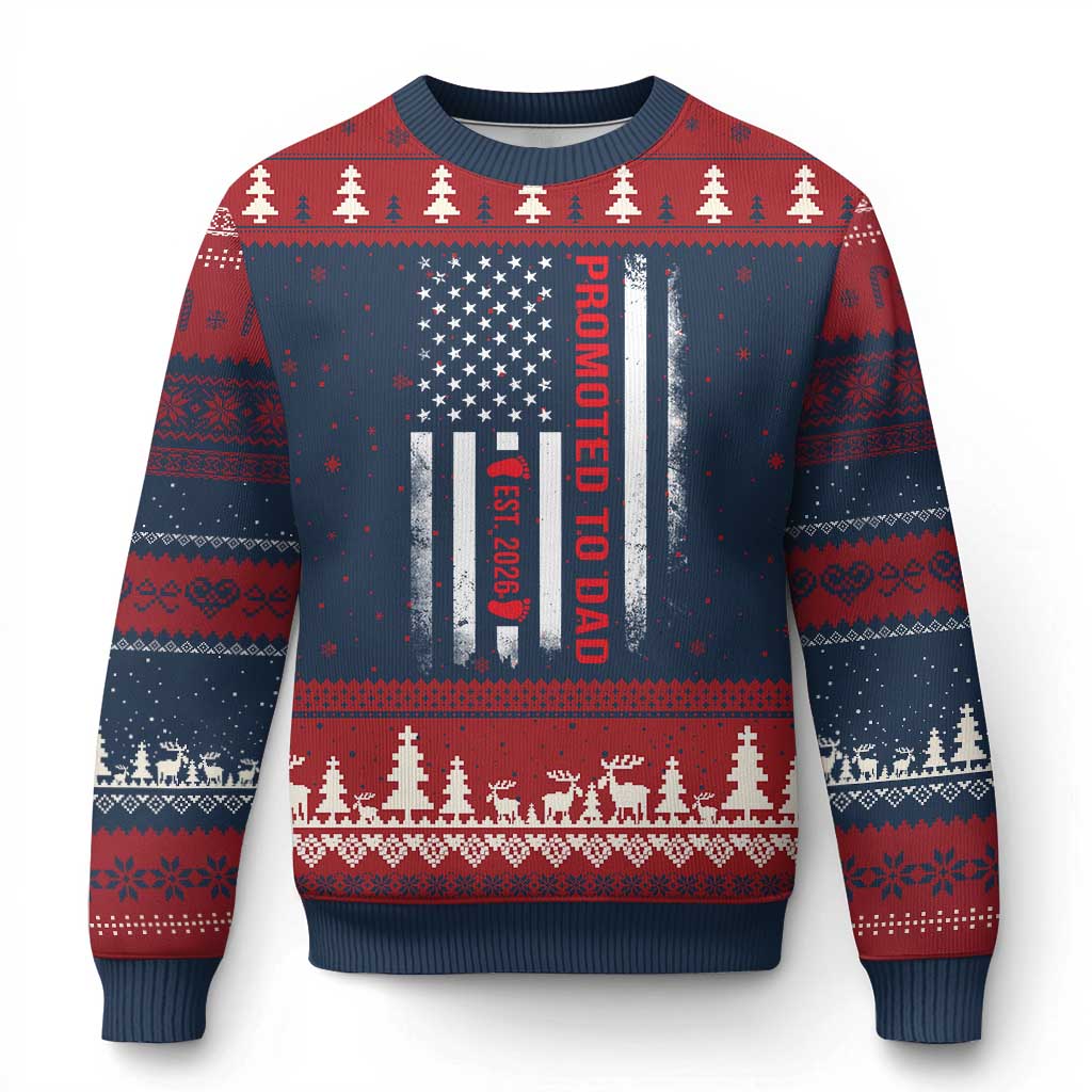 Promoted To Dad Est 2026 Ugly Christmas Sweater New Dad 2026 Baby Announcement - Wonder Print Shop