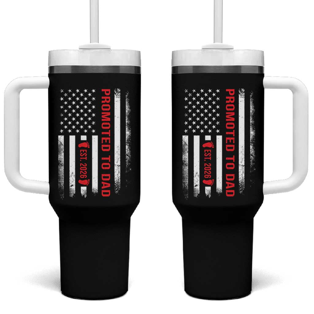 Promoted To Dad Est 2026 Tumbler With Handle New Dad 2026 Baby Announcement - Wonder Print Shop