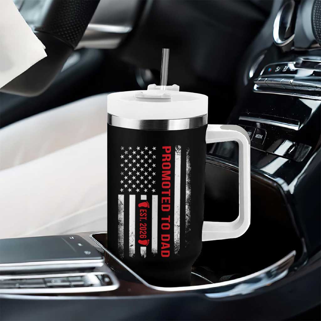 Promoted To Dad Est 2026 Tumbler With Handle New Dad 2026 Baby Announcement - Wonder Print Shop